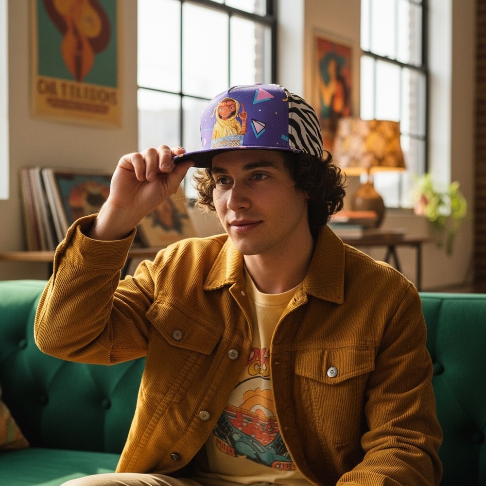 Ultimate 80s E.T. The Extra-Terrestrial Purple Zebra Color-Block Baseball Cap